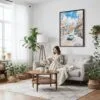 03 - Framed Havana Cuba Watercolor Canvas Print - Woman reading on couch - Vertical.jpg