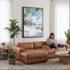 03 - Framed Hawaii - Watercolor Canvas Print - Woman Knitting on leather couch - Vertical.jpg