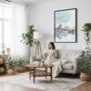 03 - Framed Hiroshima - Watercolor Canvas Print - Woman reading on couch - Vertical.jpg