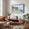 03 - Framed Lake Garda in Italy Watercolor - Horizontal Art Print in Boho Living Room.jpg