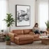 03 - Framed Manhattan bridge - Pencil Drawing Canvas Print - Woman Knitting on leather couch - Vertical.jpg