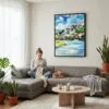 03 - Framed Salzburg Austria Watercolor Canvas Print - Woman Knitting on grey couch - Vertical.jpg