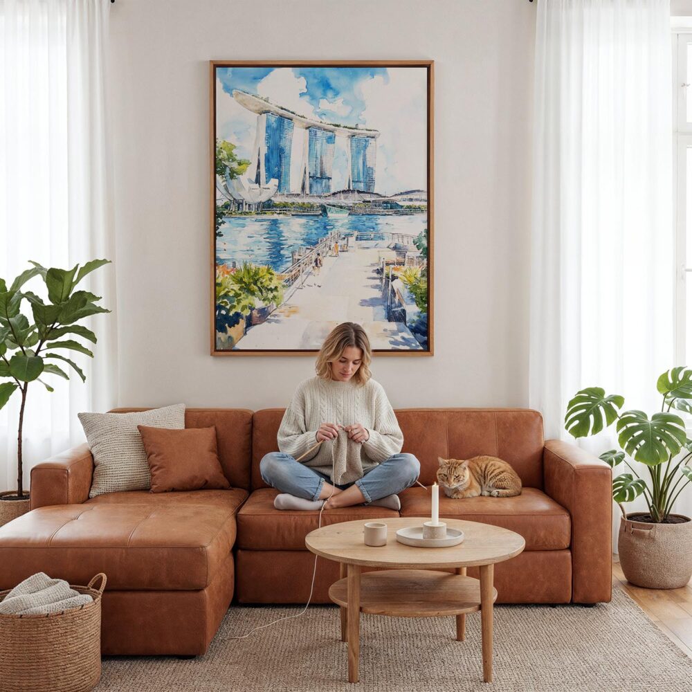 03 - Framed Singapore Watercolor Canvas Print - Woman Knitting - Vertical.jpg 03 - Framed Singapore Watercolor Canvas Print - Woman Knitting - Vertical.jpg