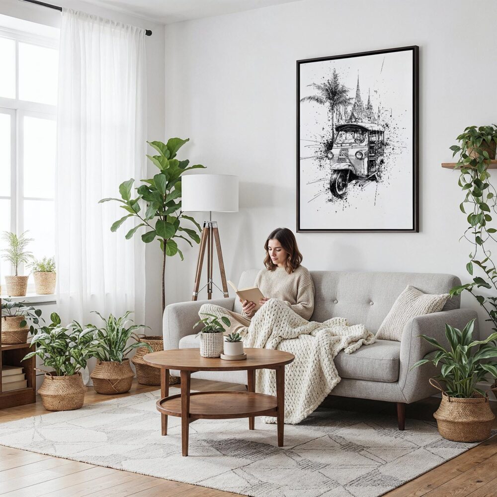 03 - Framed Thailand - Tuk Tuk 1 - Pencil Canvas Print - Woman reading on couch - Vertical.jpg 03 - Framed Thailand - Tuk Tuk 1 - Pencil Canvas Print - Woman reading on couch - Vertical.jpg