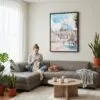 03 - Framed The Vatican Watercolor Canvas Print - Woman Knitting on grey couch - Vertical.jpg