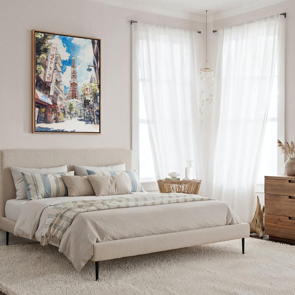 03 - Framed Tokyo Tower - Watercolor Canvas Print - Coastal Bedroom - Vertical.jpg 03 - Framed Tokyo Tower - Watercolor Canvas Print - Coastal Bedroom - Vertical.jpg