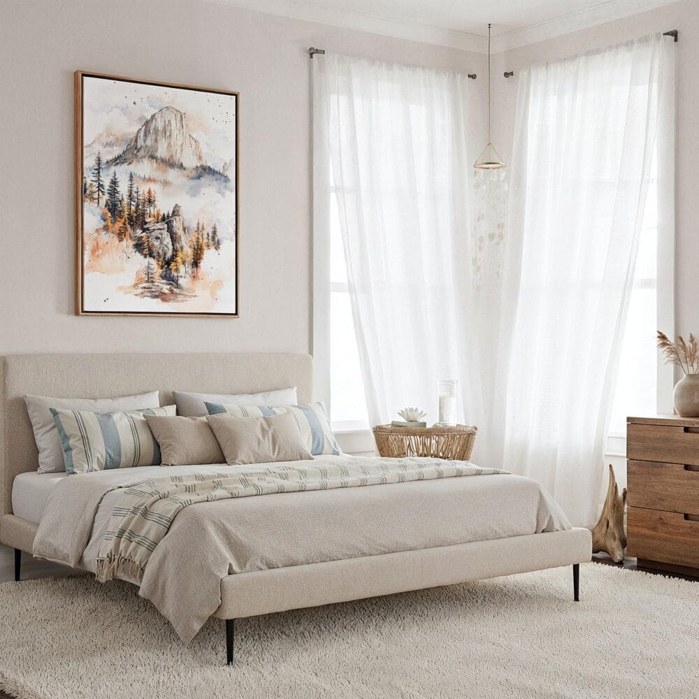 03 - Framed Yosemite Watercolor Canvas Print - Coastal Bedroom - Vertical.jpg 03 - Framed Yosemite Watercolor Canvas Print - Coastal Bedroom - Vertical.jpg