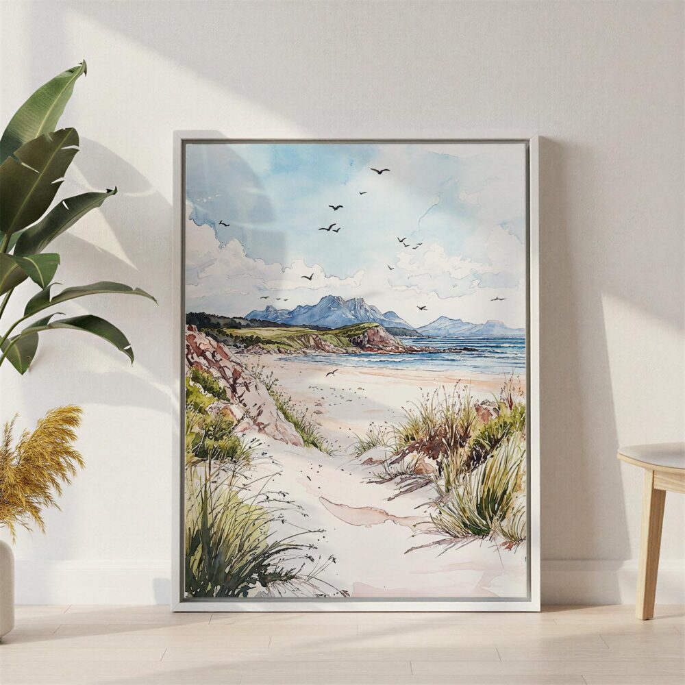03 - Ireland - Donegal - Watercolor Canvas Print with White Floater Frame - Standing on Floor - Vertical.jpg 03 - Ireland - Donegal - Watercolor Canvas Print with White Floater Frame - Standing on Floor - Vertical.jpg