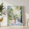03 - Jamaica Watercolor Canvas Print with White Floater Frame - Standing on Floor - Vertical.jpg