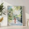 03 - Jamaica Watercolor Canvas Print with White Floater Frame - Standing on Floor - Vertical.jpg