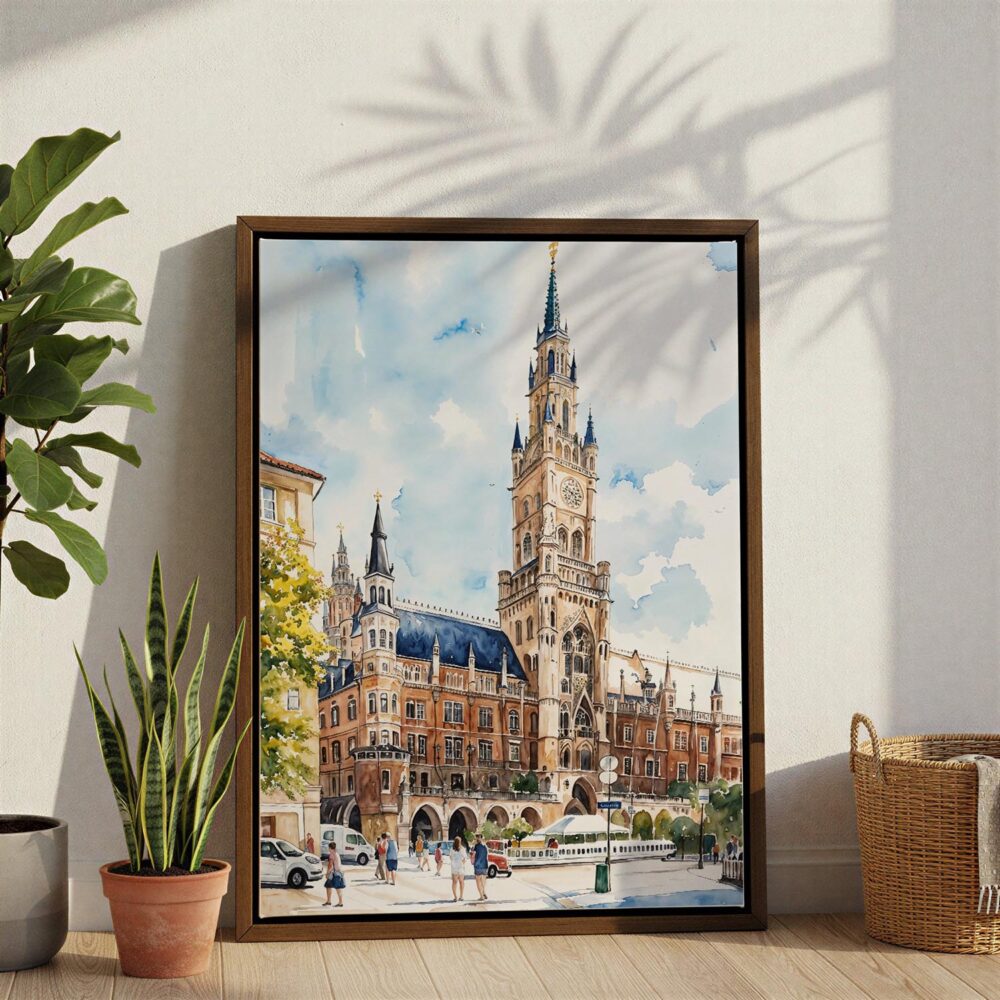 03 - Munich Marienplatz Canvas Print with Brown Floater Frame - Standing on Floor - Vertical.jpg 03 - Munich Marienplatz Canvas Print with Brown Floater Frame - Standing on Floor - Vertical.jpg