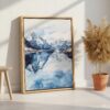 03 - Norway Watercolor Canvas Print with Natural Floater Frame - Standing on Floor - Vertical.jpg