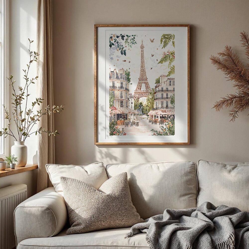 03 - Paris Eiffel Tower Soft Watercolor Art Print with Vintage Wood Frame - Vertical.jpg 03 - Paris Eiffel Tower Soft Watercolor Art Print with Vintage Wood Frame - Vertical.jpg