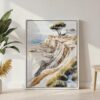 03 - Torrey Pines San Diego Watercolor Canvas Print with White Floater Frame - Standing on Floor - Vertical.jpg