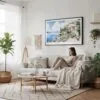 04 - 04 - Framed House by Lake Garda Watercolor - Horizontal Canvas Print - Scandi Living Room.jpg
