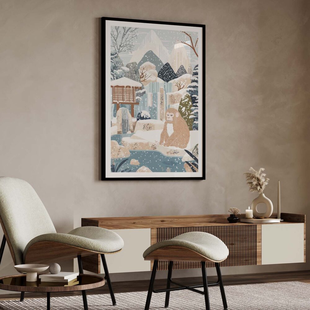 04 - 04 - Japanese Macaque in Outdoor Onsen Winter Landscape Illustration Art - Digital Download - Japandi.jpg 04 - 04 - Japanese Macaque in Outdoor Onsen Winter Landscape Illustration Art - Digital Download - Japandi.jpg