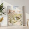 04 - Arizona Watercolor Canvas Print with White Floater Frame - Standing on Floor - Vertical.jpg