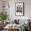04 - Black Framed Amsterdam - Pencil Drawing - 1 Canvas Print - Skandinavian Living Room - Vertical.jpg