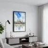 04 - Black Framed Angkor Wat Cambodia Watercolor Canvas Print - Contemporary Living Room - Vertical.jpg