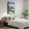 04 - Black Framed Atlanta Skyline Watercolor Canvas Print - Bedroom - Vertical.jpg