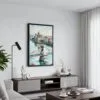 04 - Black Framed Budapest Hungary Watercolor Canvas Print - Contemporary Living Room - Vertical.jpg