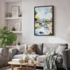 04 - Black Framed Chiang Mai Elephant Watercolor Canvas Print - Skandinavian Living Room - Vertical.jpg