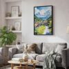 04 - Black Framed Grindelwald Switzerland Watercolor Canvas Print - Skandinavian Living Room - Vertical.jpg
