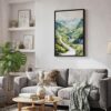 04 - Black Framed Ha Giang Vietnam Watercolor Canvas Print - Skandinavian Living Room - Vertical.jpg