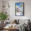 04 - Black Framed Key West Beach House - Watercolor Canvas Print - Skandinavian Living Room - Vertical.jpg