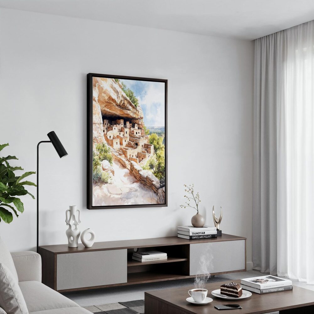 04 - Black Framed Mesa Verde National Park Canvas Print - Contemporary Living Room - Vertical.jpg 04 - Black Framed Mesa Verde National Park Canvas Print - Contemporary Living Room - Vertical.jpg