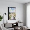 04 - Black Framed Napa Valley Vineyard Watercolor Canvas Print - Contemporary Living Room - Vertical.jpg