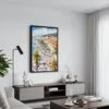 04 - Black Framed Nice French Riviera Watercolor Canvas Print - Contemporary Living Room - Vertical.jpg