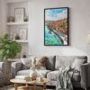 04 - Black Framed Porto Skyline Watercolor Canvas Print - Skandinavian Living Room - Vertical.jpg
