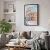 04 - Black Framed Rome Colosseum Watercolor Canvas Print - Skandinavian Living Room - Vertical.jpg