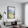 04 - Black Framed Sapa Vietnam Watercolor Canvas Print - Contemporary Living Room - Vertical.jpg
