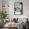 04 - Black Framed Seattle Skyline - Watercolor Canvas Print - Skandinavian Living Room - Vertical.jpg