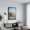 04 - Black Framed Strasbourg France Watercolor Canvas Print - Contemporary Living Room - Vertical.jpg