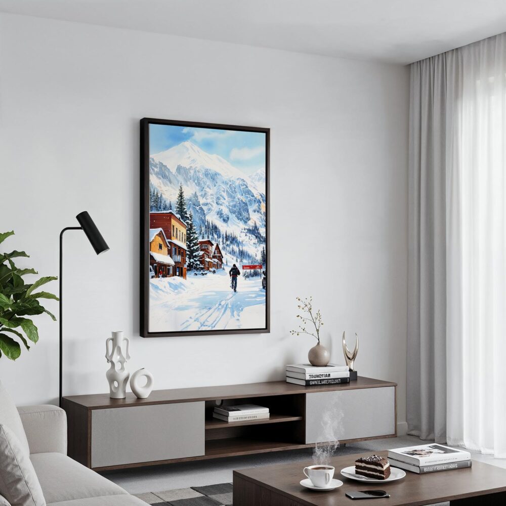 04 - Black Framed Telluride colorado Watercolor Canvas Print - Contemporary Living Room - Vertical.jpg 04 - Black Framed Telluride colorado Watercolor Canvas Print - Contemporary Living Room - Vertical.jpg
