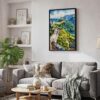 04 - Black Framed The Great Wall of China Watercolor Canvas Print - Skandinavian Living Room - Vertical.jpg