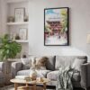 04 - Black Framed Tokyo Asakusa Watercolor Canvas Print - Skandinavian Living Room - Vertical.jpg