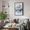 04 - Black Framed White Christmas Central Park New York Watercolor Canvas Print - Skandinavian Living Room - Vertical.jpg