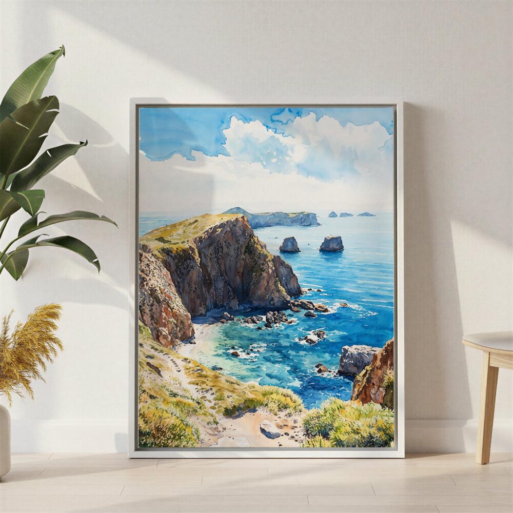 04 - Channel Islands National Park Watercolor Canvas Print with White Floater Frame - Standing on Floor - Vertical.jpg 04 - Channel Islands National Park Watercolor Canvas Print with White Floater Frame - Standing on Floor - Vertical.jpg