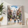 04 - Dublin Ireland Watercolor Canvas Print with White Floater Frame - Standing on Floor - Vertical.jpg