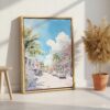 04 - Florida Key West - Watercolor Canvas Print with Natural Floater Frame - Standing on Floor - Vertical.jpg