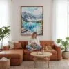 04 - Framed Banff National Park Watercolor Canvas Print - Woman Knitting - Vertical.jpg