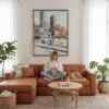 04 - Framed Boston Harbor Watercolor Canvas Print - Woman Knitting - Vertical.jpg