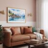 04 - Framed Brienz Watercolor - Horizontal Art Print hanging in Boho Living Room.jpg