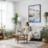 04 - Framed Copenhagen Denmark Watercolor Canvas Print - Woman reading on couch - Vertical.jpg