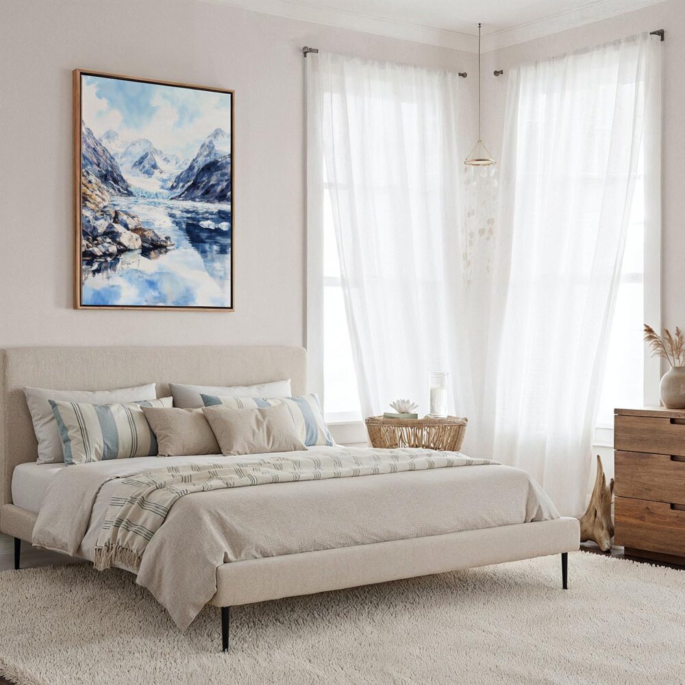 04 - Framed Glacier Bay National Park Watercolor Canvas Print - Coastal Bedroom - Vertical.jpg 04 - Framed Glacier Bay National Park Watercolor Canvas Print - Coastal Bedroom - Vertical.jpg