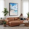 04 - Framed Hawaii - Maui - Watercolor Canvas Print - Woman Knitting on leather couch - Vertical.jpg